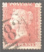 Great Britain Scott 33 Used Plate 198 - NG